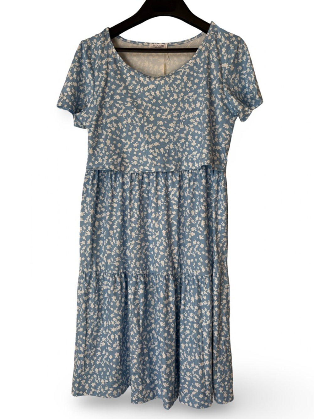 Breastfeed Light Blue Floral Tiered Midi Dress